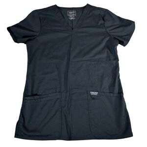 Cherokee Workwear Revolution Scrub Top Small Black V-Neck Medical Nursing WW620